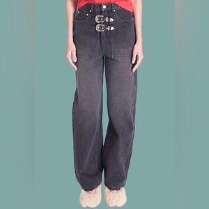 Women's Wide Leg Jeans in Washed Charcoal